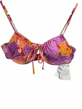 Roxy Pink Floral Tie-Front Bikini Top